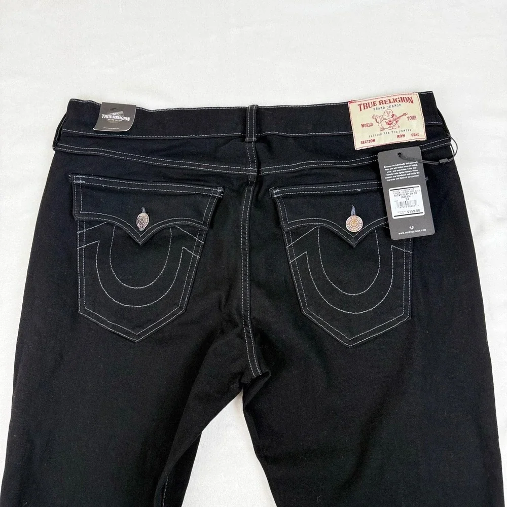 True Religion Ricky Flap SN Black Jeans Mens 34x32 (36 waist) Straight Leg NEW